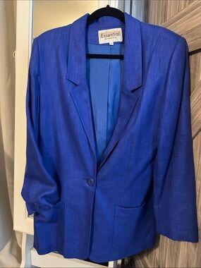 Essential Elements Vintage Oversized Women’s Cobalt Blue Single-Button Blazer